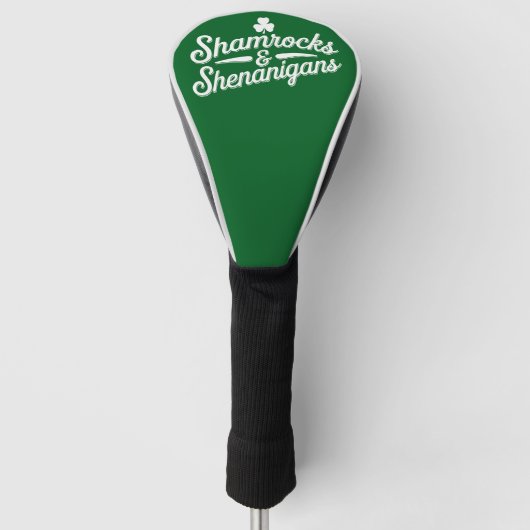 Happy St Patricks Day Lucky Shamrock & Shenanigans Golfheadcover (Voorkant)