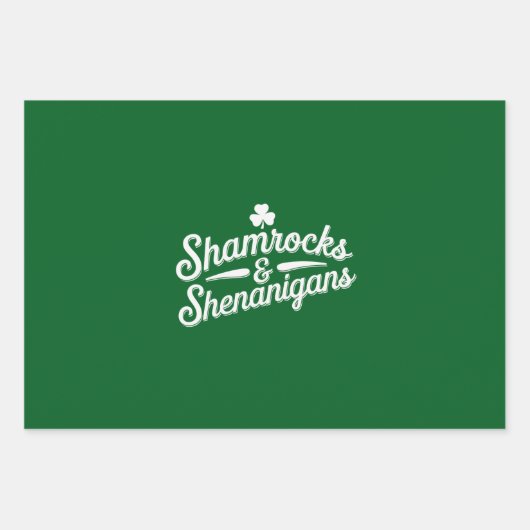 Happy St Patricks Day Lucky Shamrock & Shenanigans Inpakpapier Vel (Voorkant)