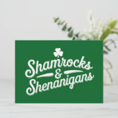 Happy St Patricks Day Lucky Shamrock & Shenanigans Kaart (Staand voorkant)