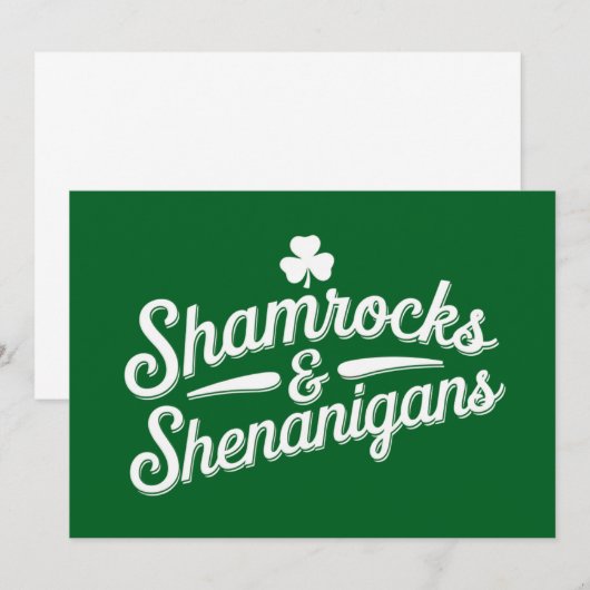 Happy St Patricks Day Lucky Shamrock & Shenanigans Kaart (Voorkant / Achterkant)