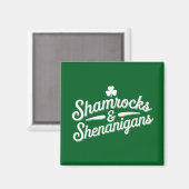 Happy St Patricks Day Lucky Shamrock & Shenanigans Magneet (Voorkant / Achterkant)