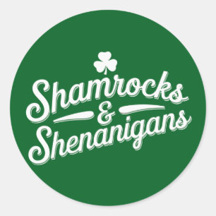 Happy St Patricks Day Lucky Shamrock & Shenanigans Ronde Sticker