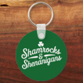 Happy St Patricks Day Lucky Shamrock & Shenanigans Sleutelhanger (Voorkant)