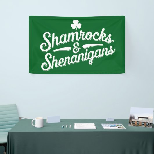 Happy St Patricks Day Lucky Shamrock & Shenanigans Spandoek (Beurs)