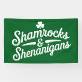 Happy St Patricks Day Lucky Shamrock & Shenanigans Spandoek (Horizontaal)