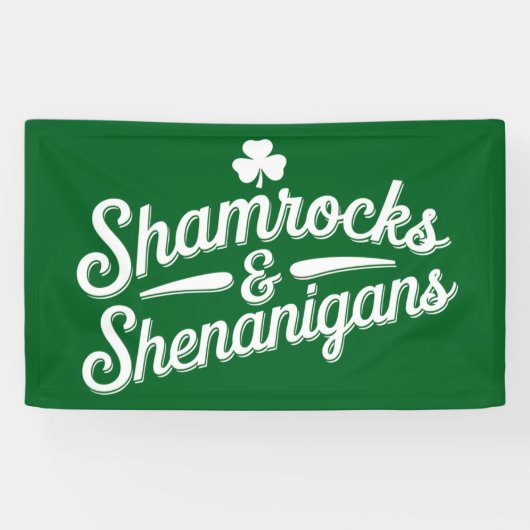 Happy St Patricks Day Lucky Shamrock & Shenanigans Spandoek (Horizontaal)