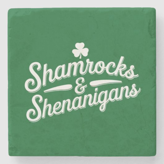 Happy St Patricks Day Lucky Shamrock & Shenanigans Stenen Onderzetter (Voorkant)