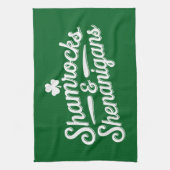 Happy St Patricks Day Lucky Shamrock & Shenanigans Theedoek (Verticaal)