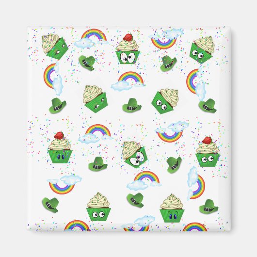 Happy St. Patrick's Day Magnets Cupcakes Birthdays Magneet (Voorkant)