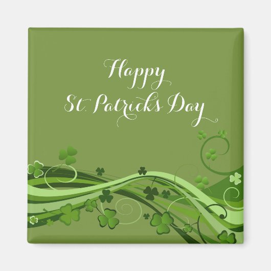 Happy St. Patrick's Day Magnets Floral Clovers Magneet (Voorkant)
