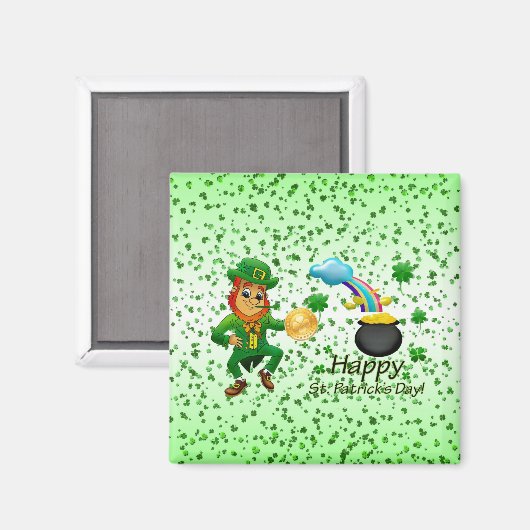 Happy St. Patrick's Day Magnets Rainbow Magneet (Voorkant / Achterkant)