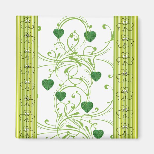 Happy St. Patrick's Day Magnets Shamrock Floral Magneet (Voorkant)