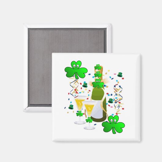 Happy St. Patrick's Day Magnets Shamrock Wine Magneet (Voorkant / Achterkant)