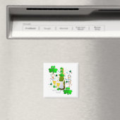 Happy St. Patrick's Day Magnets Shamrock Wine Magneet (Insitu (Vaatwasser))