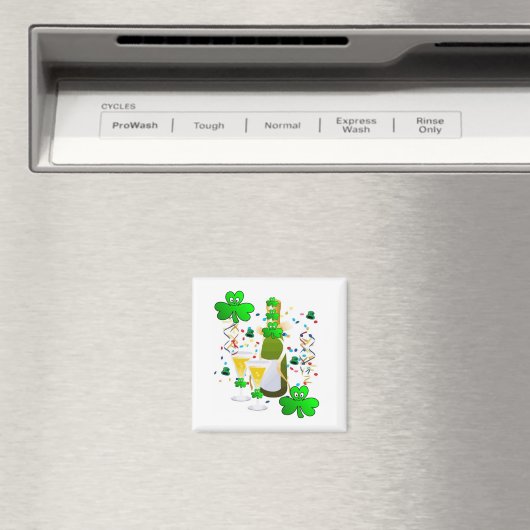 Happy St. Patrick's Day Magnets Shamrock Wine Magneet (Insitu (Vaatwasser))