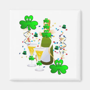 Happy St. Patrick's Day Magnets Shamrock Wine Magneet