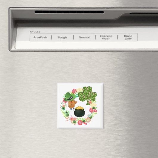 Happy St. Patrick's Day Magnets Teddy Bear Floral Magneet (Insitu (Vaatwasser))