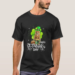 Happy St Patrick's Day Maine Coon Cat Shamrock Luc T-shirt