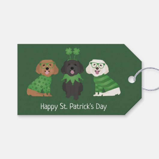 Happy St Patricks Day Maltipoo Honden Cadeaulabel (Voorkant (Horizontaal))