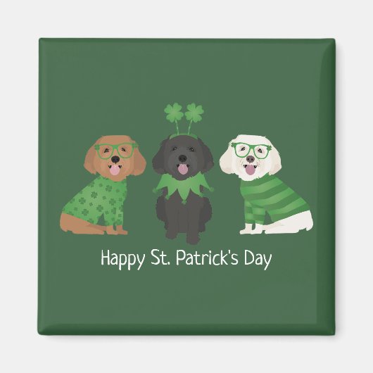 Happy St Patricks Day Maltipoo Honden Magneet (Voorkant)