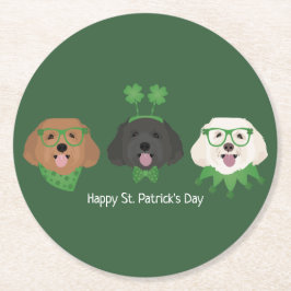 Happy St Patricks Day Maltipoo Honden Ronde Kartonnen Onderzetter
