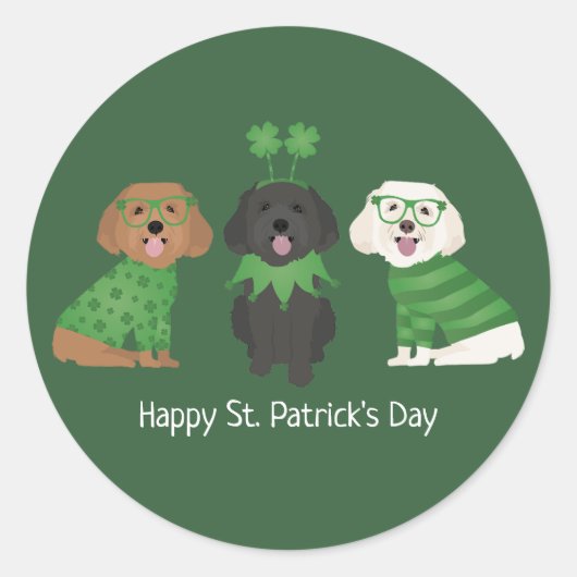 Happy St Patricks Day Maltipoo Honden Ronde Sticker (Voorkant)