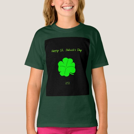 Happy St. Patrick's Day Meisjes Deep Forest T Shir T-shirt (Voorkant)