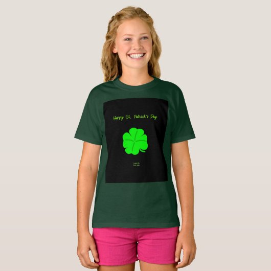 Happy St. Patrick's Day Meisjes Deep Forest T Shir T-shirt (Voorkant volledig)
