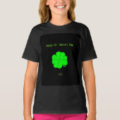 Happy St. Patrick's Day Meisjes Zwart Basic T Shir T-shirt (Voorkant)