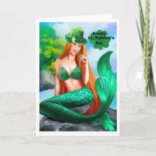 Happy St. Patrick's Day Mermaid kaart