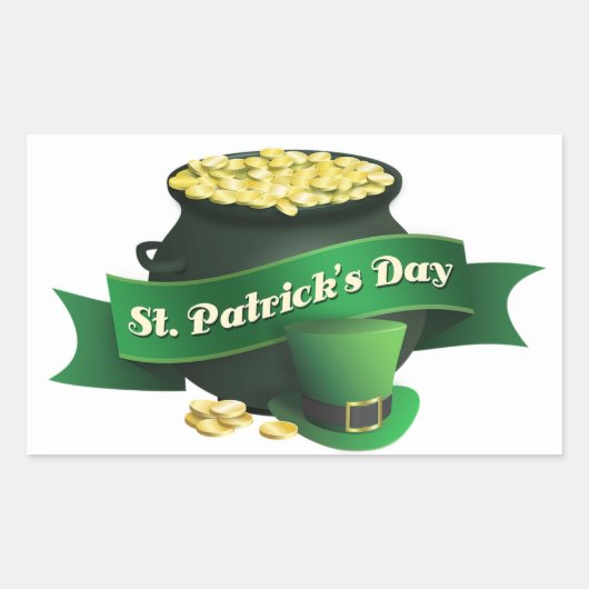 Happy St Patrick's Day met de gouden pot Rechthoekige Sticker (Voorkant)