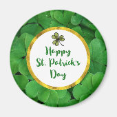 Happy St. Patrick's Day met Green Clovers Magneet (Voorkant)