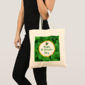 Happy St. Patrick's Day met Green Clovers Tote Bag (Voorkant (product))