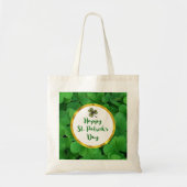 Happy St. Patrick's Day met Green Clovers Tote Bag (Voorkant)