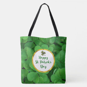 Happy St. Patrick's Day met Green Clovers Tote Bag
