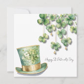 Happy St Patrick's Day met Klaver Leprechaun Pet Feestdagenkaart (Voorkant)