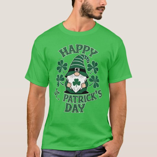 Happy St Patricks Day met Schattigee Ierse gnoom T-shirt (Voorkant)