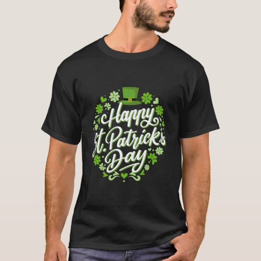Happy St Patricks Day met Shamrocks voor het Ierse T-shirt (Voorkant)
