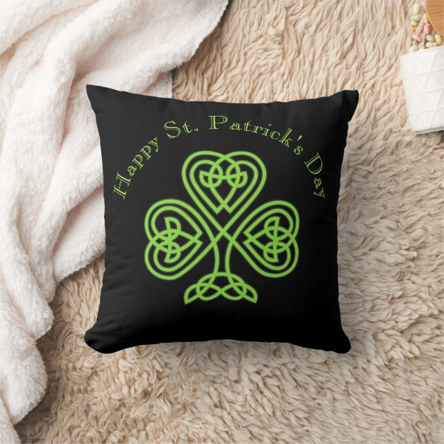 Happy St. Patrick's Day Modern Celtic Shamrock Kussen (Deken)