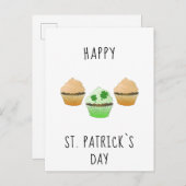 Happy St. Patrick's day Muffins en Shamrock Briefkaart (Voorkant / Achterkant)