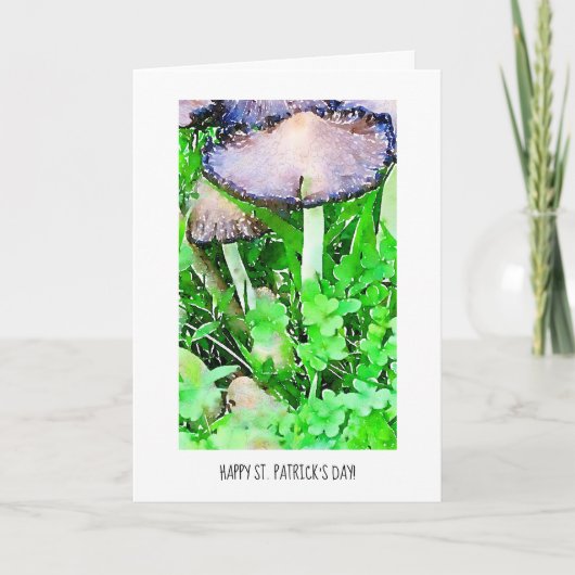 Happy St. Patrick's Day Mushrooms & Green Clover Kaart (Voorkant)