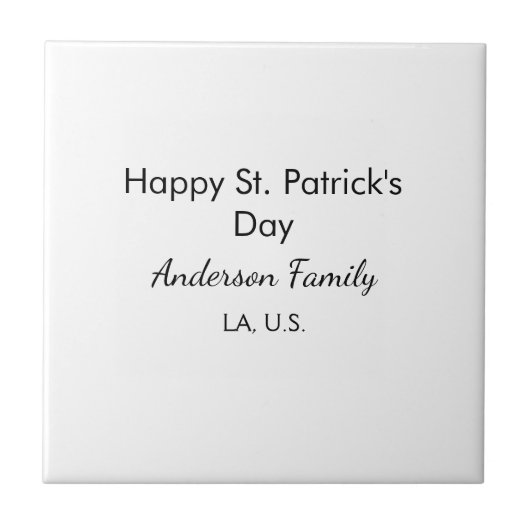 Happy st. Patrick's day name family place simple g Tegeltje (Voorkant)