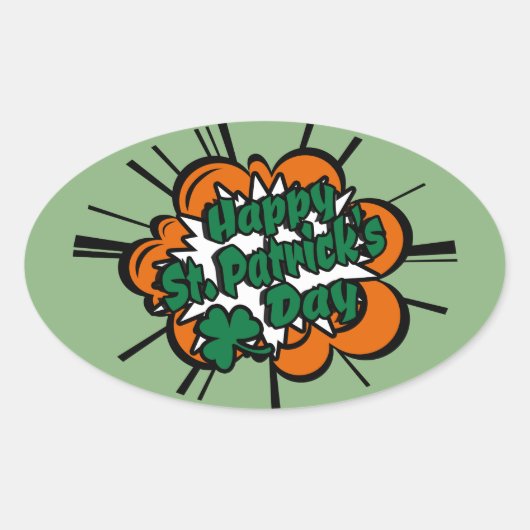 Happy St. Patrick's Day Ovale Sticker (Voorkant)
