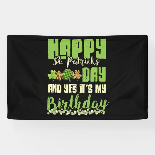 Happy St Patricks Day over mijn verjaardag in het  Spandoek (Horizontaal)