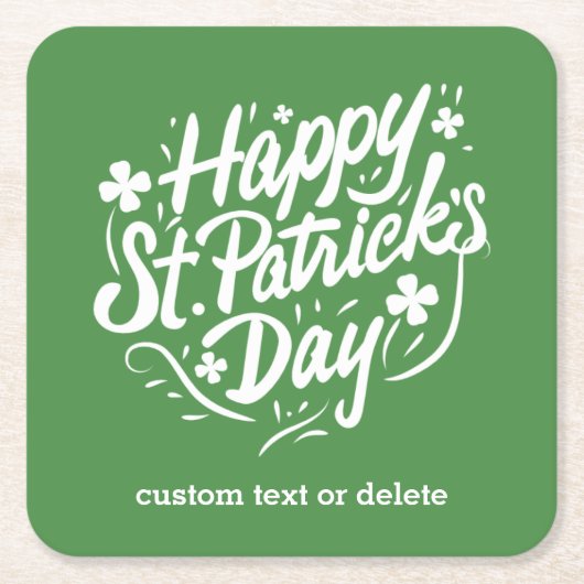 Happy St Patricks Day Party Custom Irish Shamrocks Kartonnen Onderzetters (Voorkant)