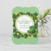 Happy St Patricks Day Party Leprechaun & Shamrocks Kaart (Staand voorkant)
