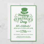 Happy St Patricks Day Party Leprechaun & Shamrocks Kaart (Voorkant)
