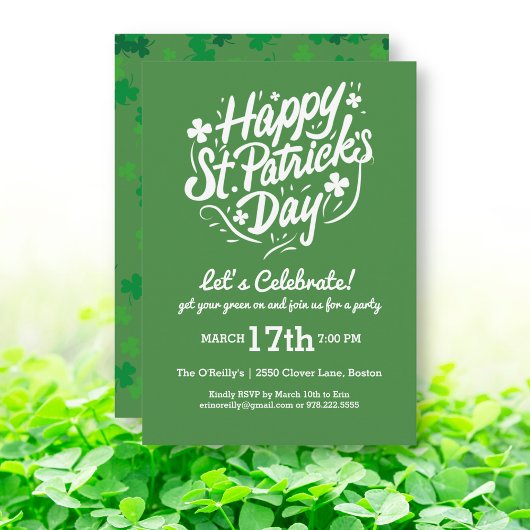 Happy St Patricks Day Party Lucky Shamrock Clovers Kaart