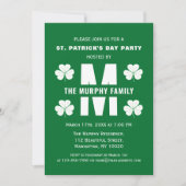 Happy St. Patrick's Day Party Monogram Familienaam Kaart (Voorkant)