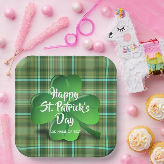 Happy St Patrick's Day Party Shamrock Personalized Papieren Bordje (Feest)